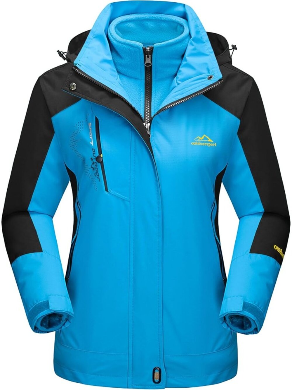 〽️Women Lake Blue 3in1 Winter Snow Waterproof Fleece Lined Parka Hooded Jackets
